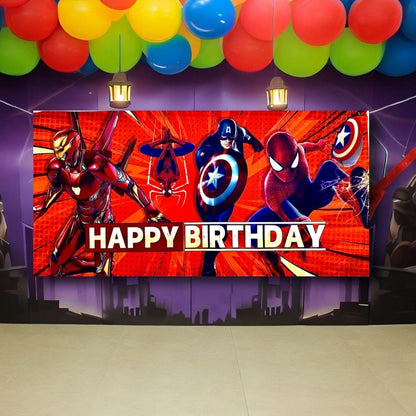Superhero Birthday Banner For Wall/Glass/Window Decoration - 4FT X 2FT