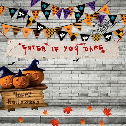Enter if you Dare Welcome paper banner in Jute Finish - Approx. 4 FT