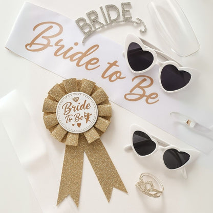 Bride To Be Award Ribbon with Gold Glitter - 1PC