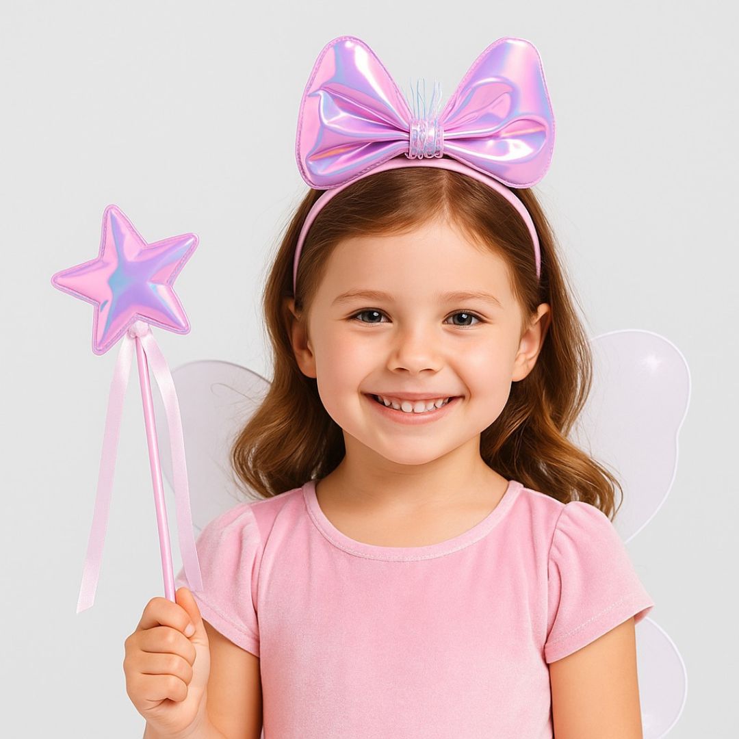 Princess Headband with Wand Iridescent - 2PC