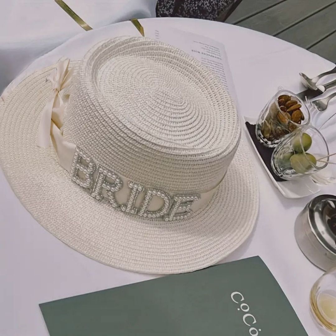 Beach Hat for Bride w/ Rhinestones for Bachelorette Party/ Beach Party - 1PC