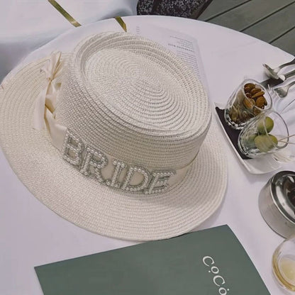 Beach Hat for Bride w/ Rhinestones for Bachelorette Party/ Beach Party - 1PC