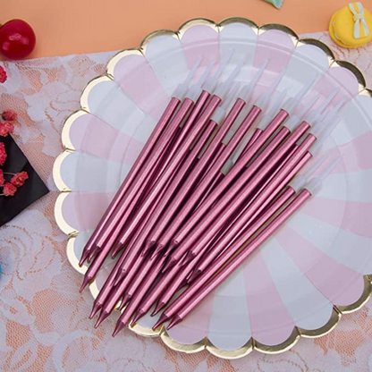Pencil Thin Rose Pink Candles - 10PC