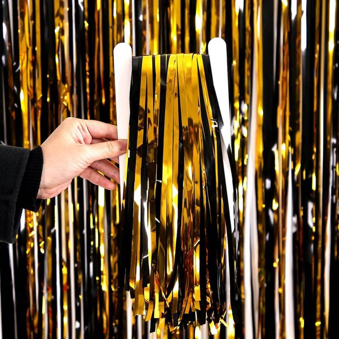 Gold & Black Dual Tone Foil Curtain - 6FT x 3FT - 1PC