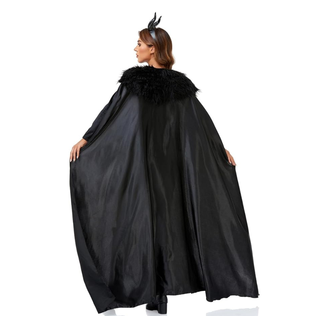 Maleficient Velvet Costume with Cape and Headband