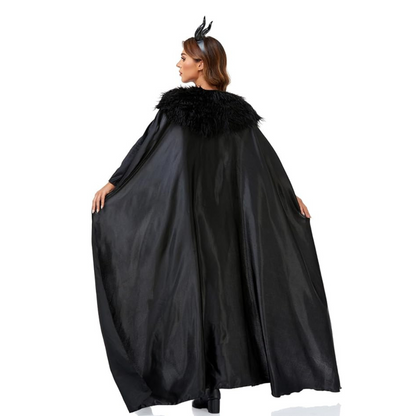 Maleficient Velvet Costume with Cape and Headband