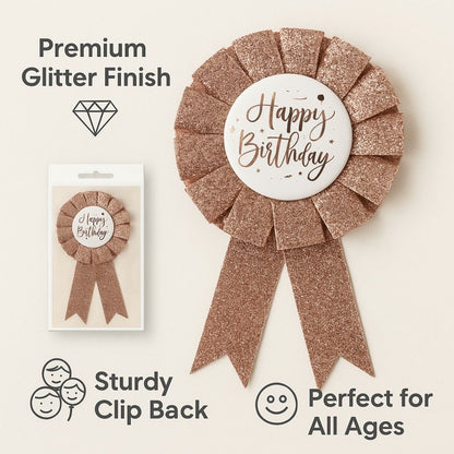 Happy Birtday Rose Gold Award Ribbon  - 1PC
