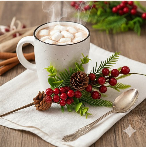 Pine Snow Leaves with Cherry & Tree Inserts - 2PC