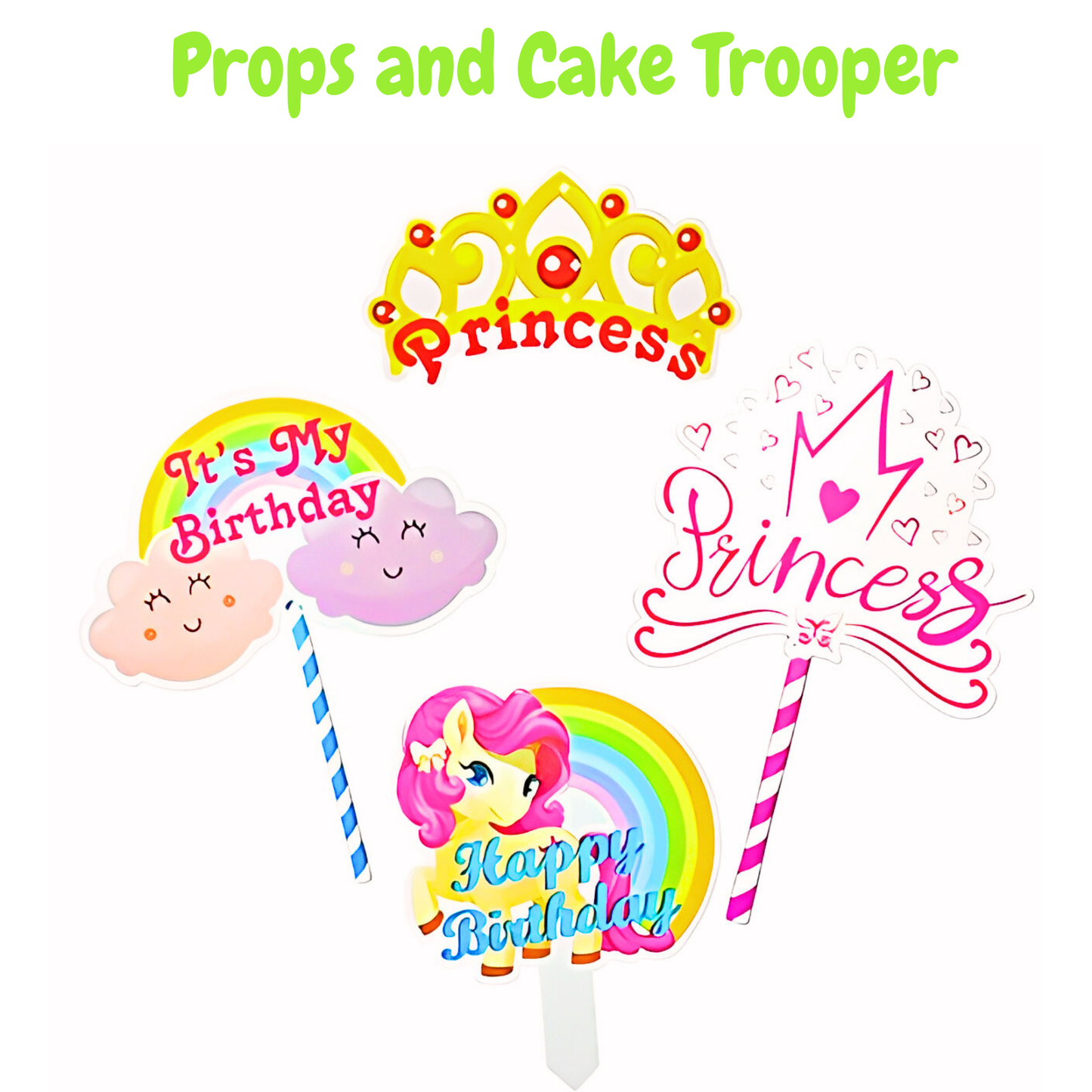 Princess Theme Happy Birthday Balloon Garland & Banner Comobo -  Set of 71PC