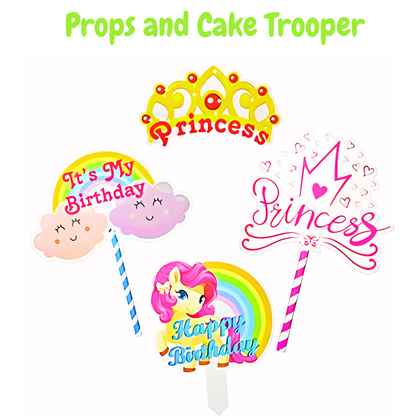 Princess Theme Happy Birthday Balloon Garland & Banner Comobo -  Set of 71PC