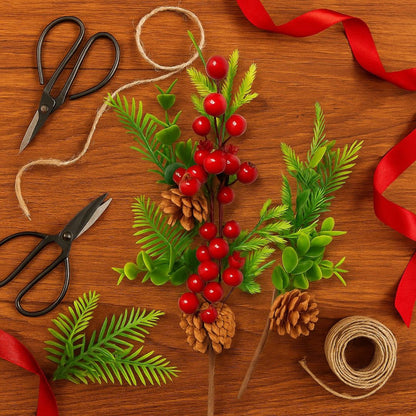 Pine Tree Inserts with Rubber Plant, Cherries and Pine Cones - 1PC