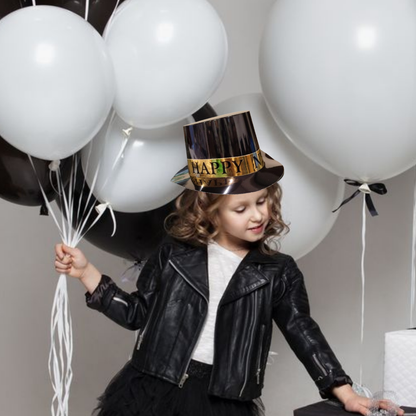 Happy New Year Black Hat w/Golden Text Print - 1PC
