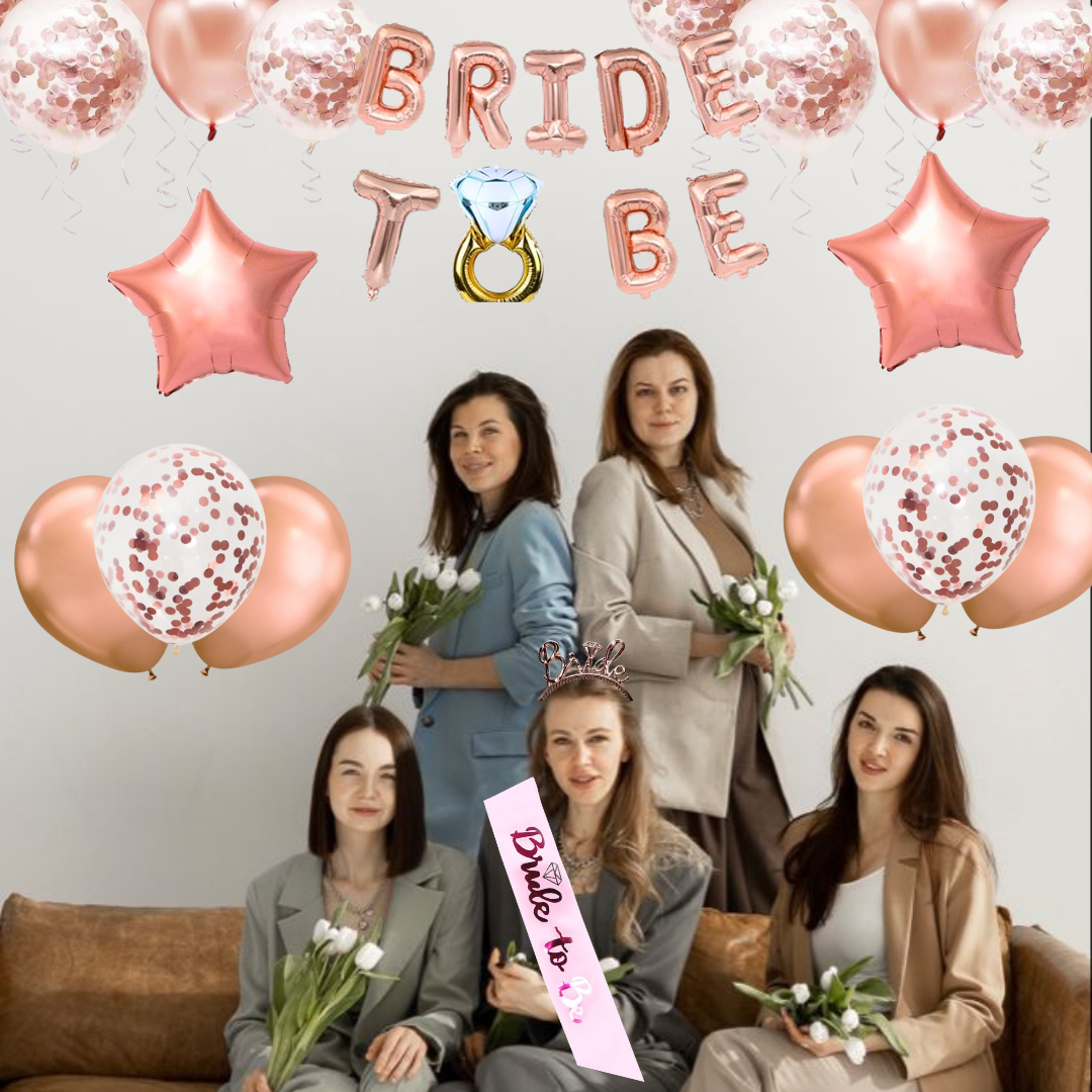 Bride To Be Rose Gold Bachellorette Decor Set - 38PC