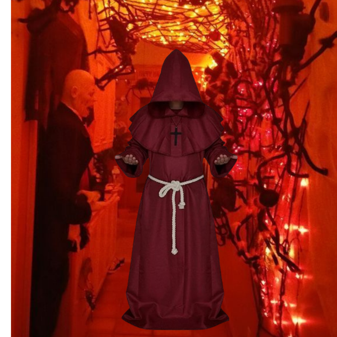 Draconian Priest Red Robe w/Rope, Hood and Cross Sign
