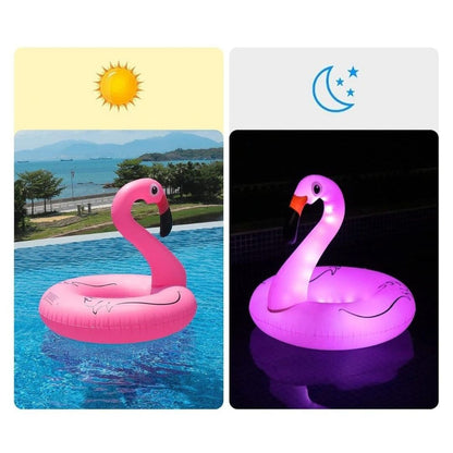 Inflatable Flamingo Pool Ring with Light - 1PC