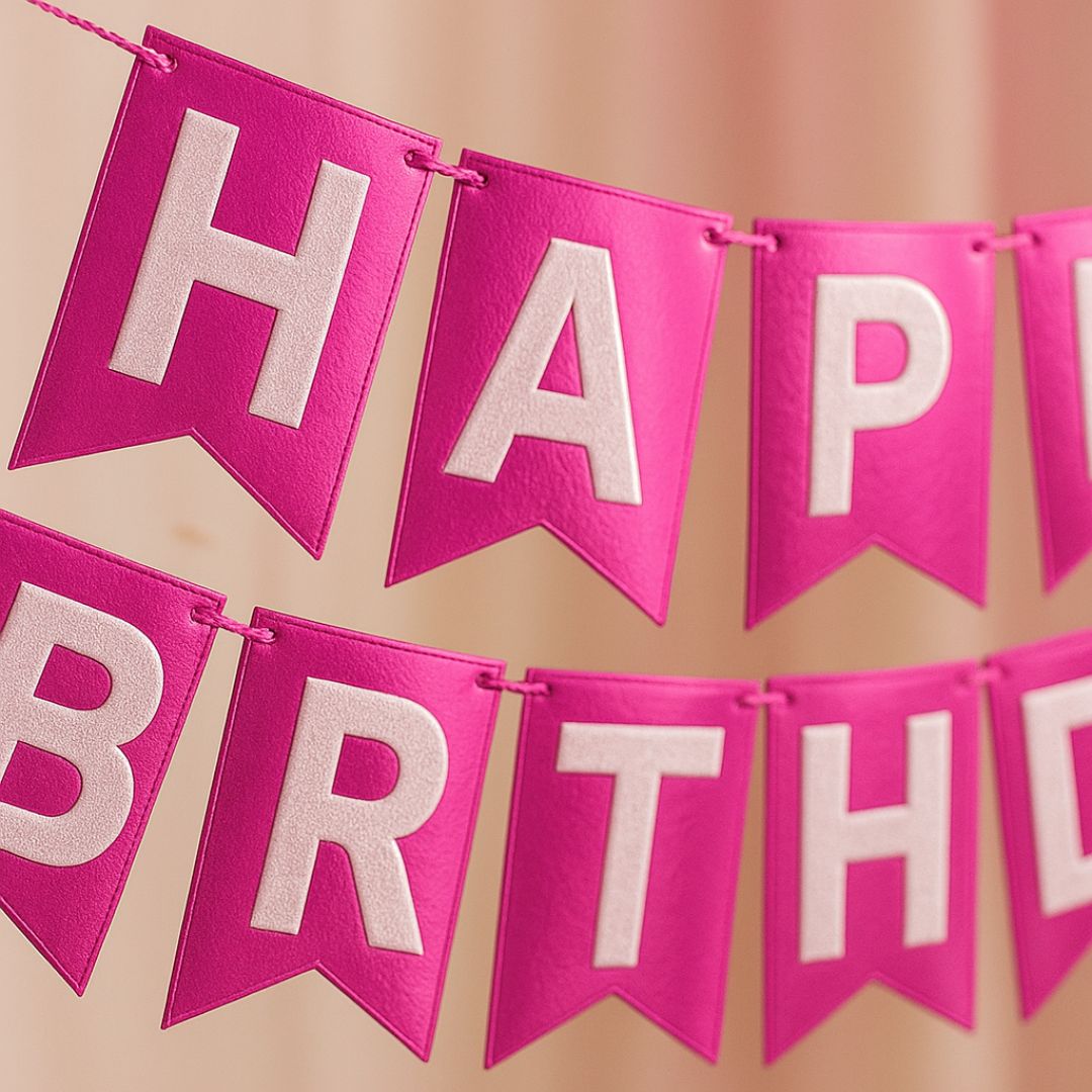Metallic Pink Happy Birthday Banner - 1PC