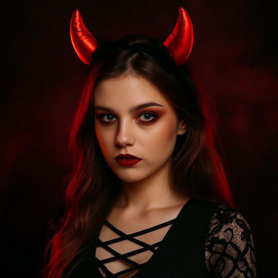 Devil Horn with Red Color and Black Bush - 1PC