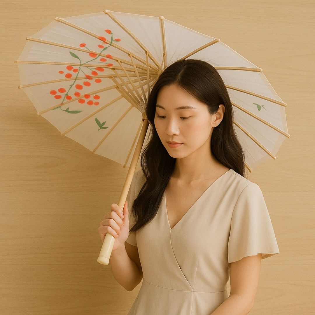 Japanese Parasol White Umbrella for Decoration - 1PC