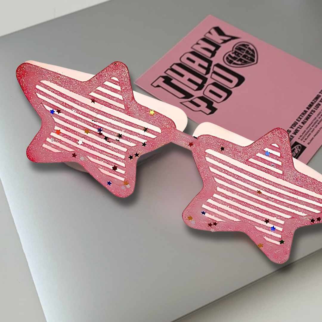 Neon Pink Glitter Star Shaped Shades - 1PC