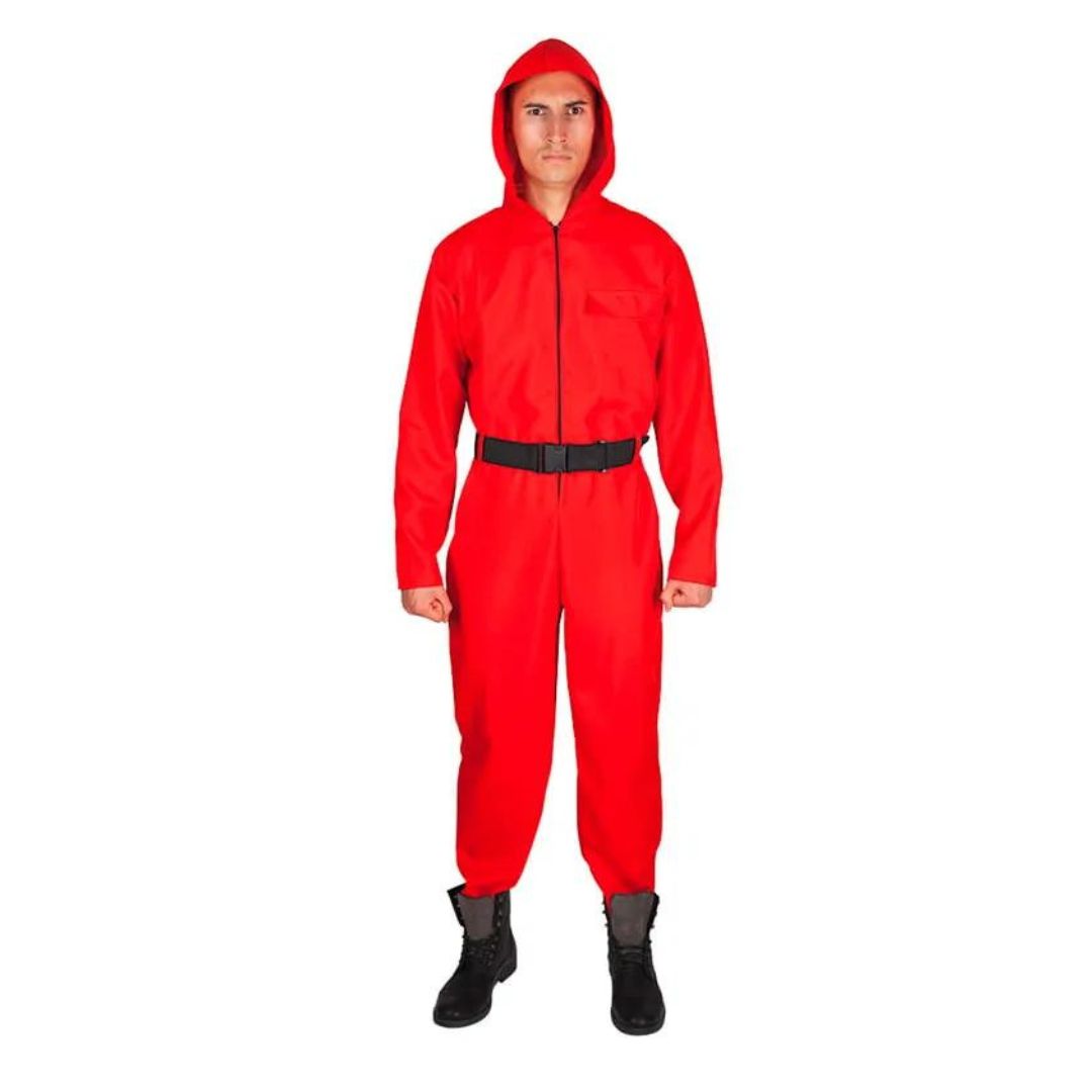 SQUID Game Adult Red Costume with Mask for Adults - Free Size