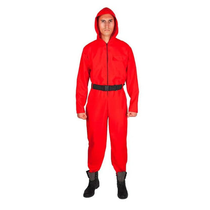 SQUID Game Adult Red Costume with Mask for Adults - Free Size