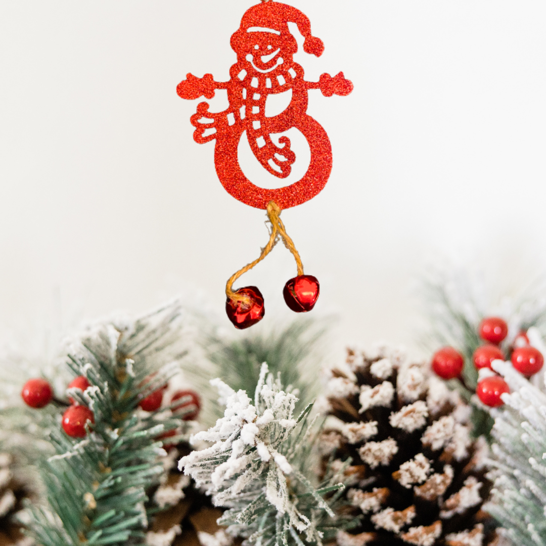 Christmas Tree Ornaments - Glitter Red Snowman Hanging Decoration - 1PC