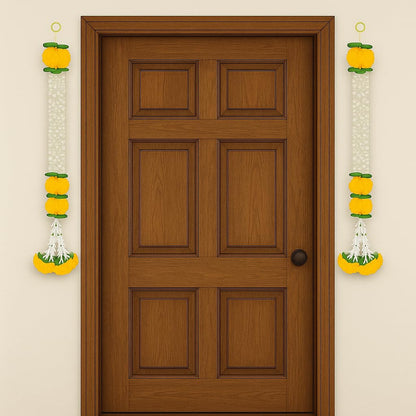 Pack of 3 Artificial White Gajra Jasmine & Marigold Flower Strings Wedding- 24 inch