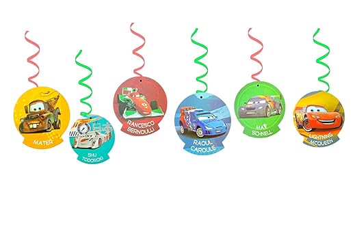 Cars Theme Party Swirl Decoration for Hanging Decor - 12PC