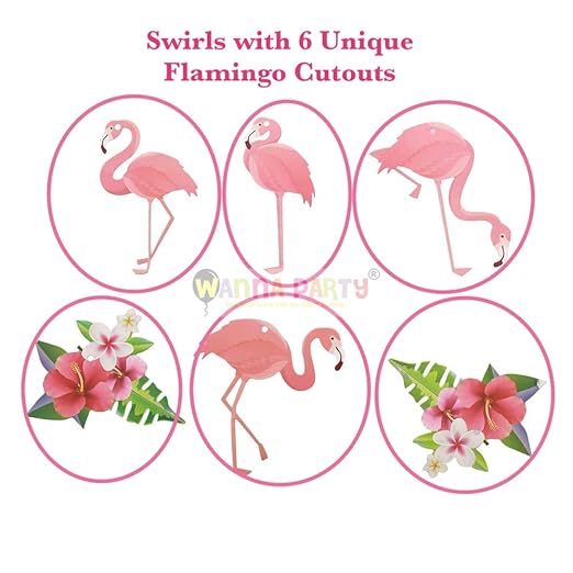 Flamingo Swirl Decoration for Hanging Decor - 12Pc