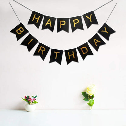 Happy Birthday Banner Black - 9FT Long