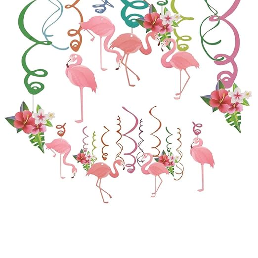 Flamingo Swirl Decoration - 12Pc