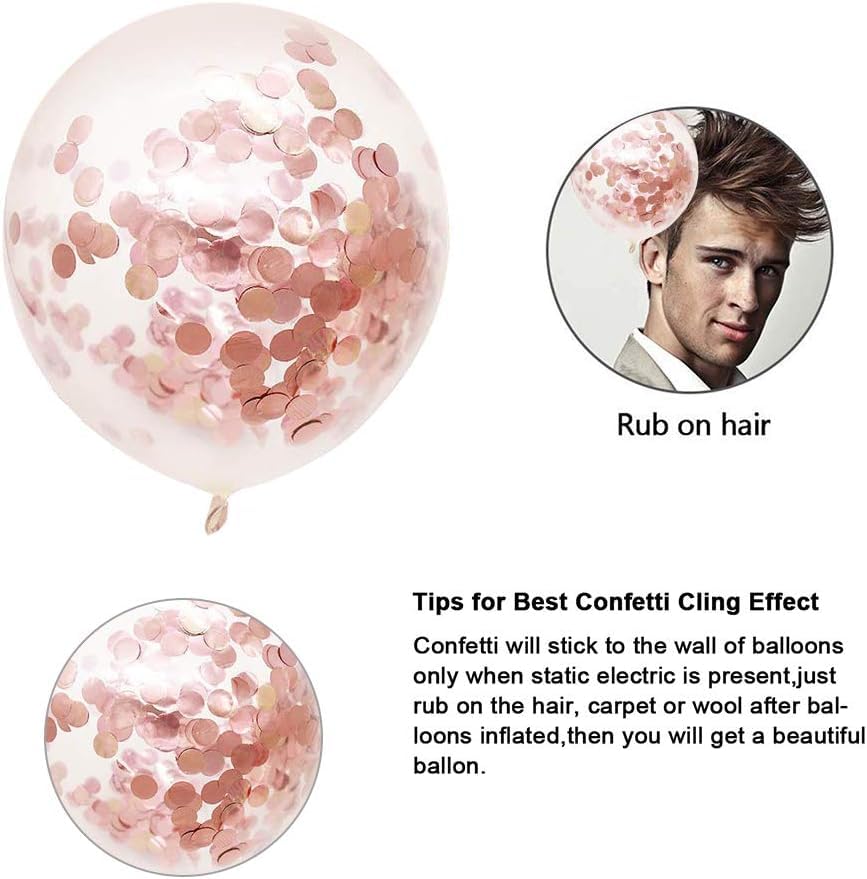 Rose Gold Confetti Balloons Combo - 10PC