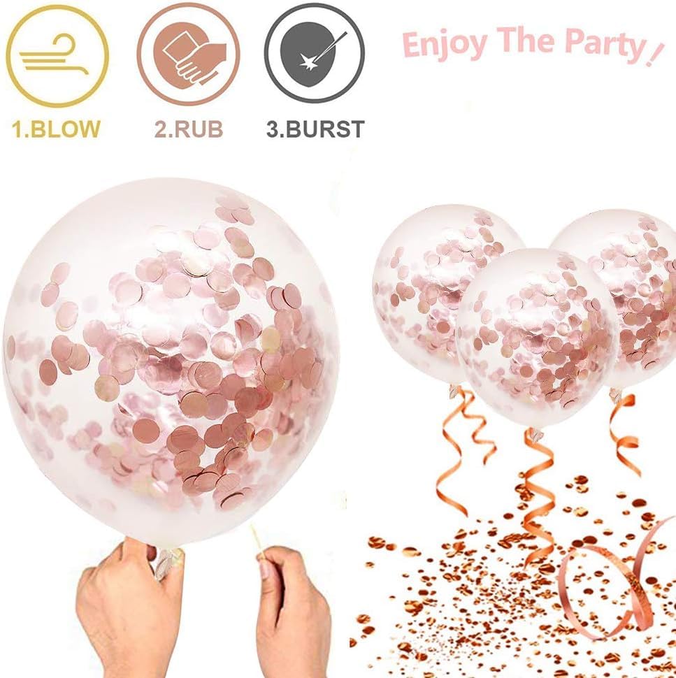 Rose Gold Confetti Balloons Combo - 10PC