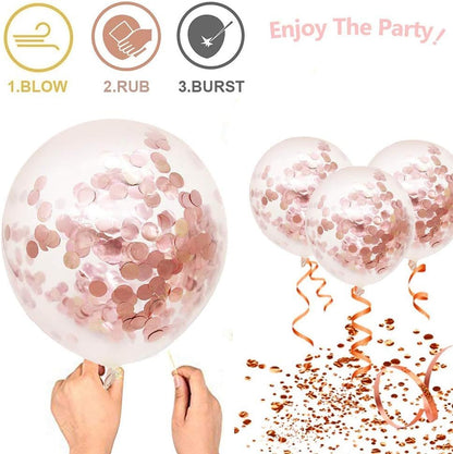 Rose Gold Confetti Balloons Combo - 10PC