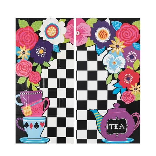 Multicolored Selfie Scene Setter w/ Flower Cut out for Party Decor - Over 5FT - 2PC