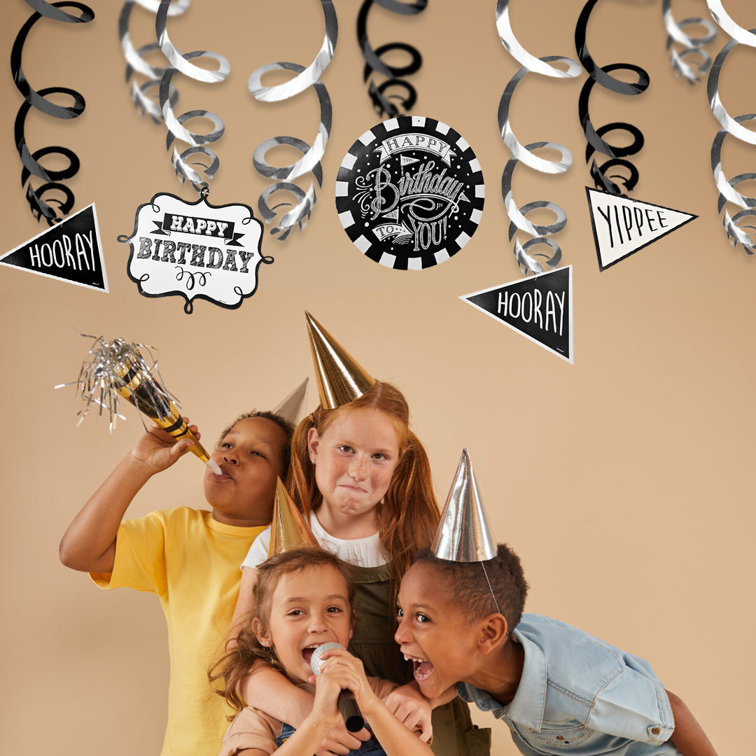 Chalkboard Themed Swirl Decoration - 3PC