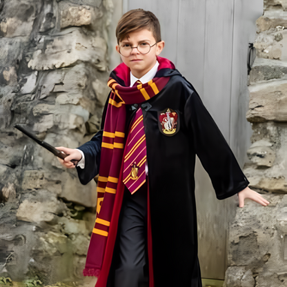 Magical Harry Potter Costume w/ Scarf, Eyeglass, Wand & Tie for Kids - Size L - Age 8 - 10 YRS