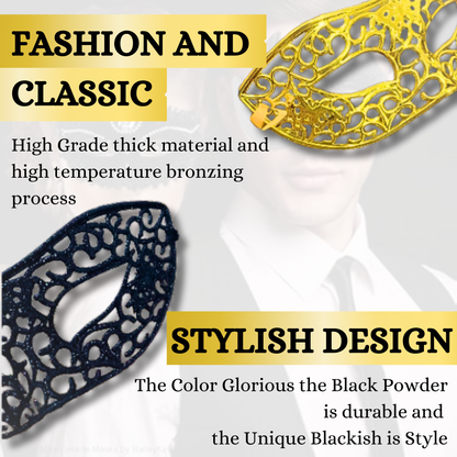 Masquerade Black, Golden & Silver Mask Set for Men - 3PC