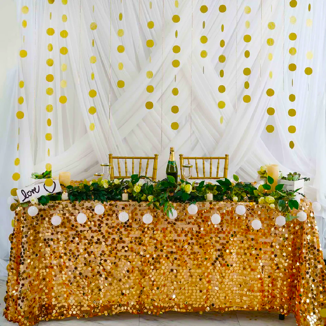 Glitter Round Golden String Decoration - 1PC