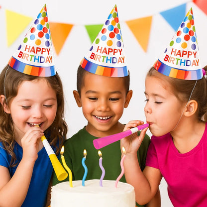 Happy Birthday Hats, Blowouts Party & Candles Combo Set - 20PC