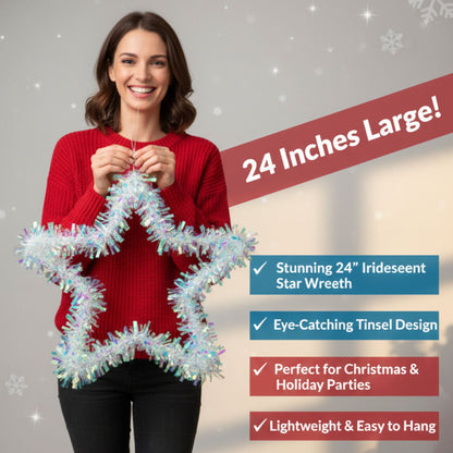 Iridiscent Star Shaped Wreath 24"