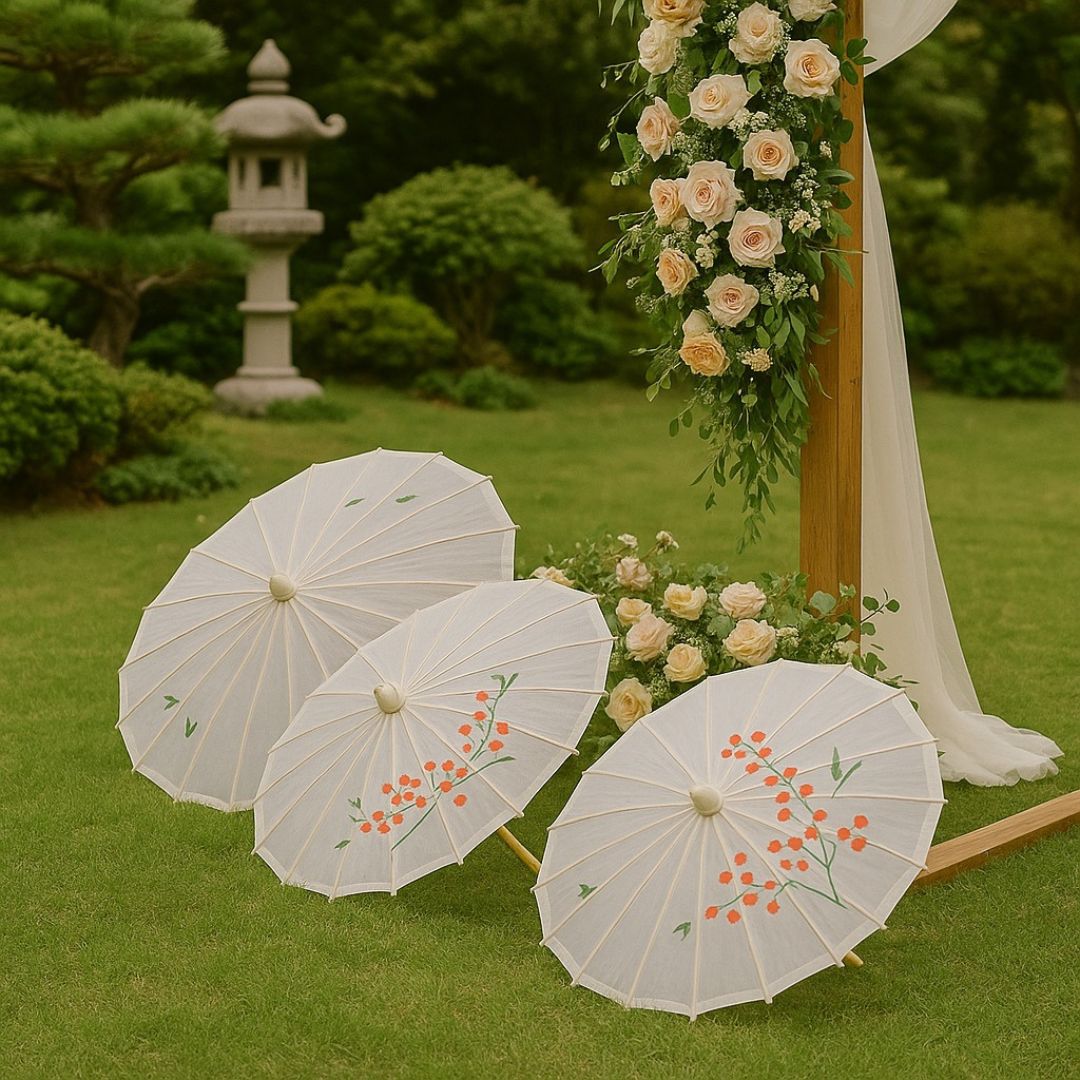 Japanese Parasol White Umbrella for Decoration - 1PC
