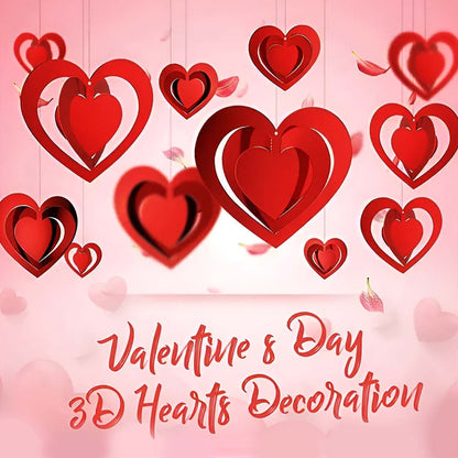 3D Heart Rotating Decoration Set - 16PC