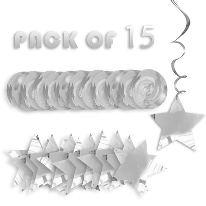 Silver Star Swirl Decoration - 15CT