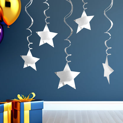 Silver Star Swirl Decoration - 15CT