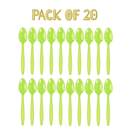 Premium Plastic Lime Green Spoons-20 PC
