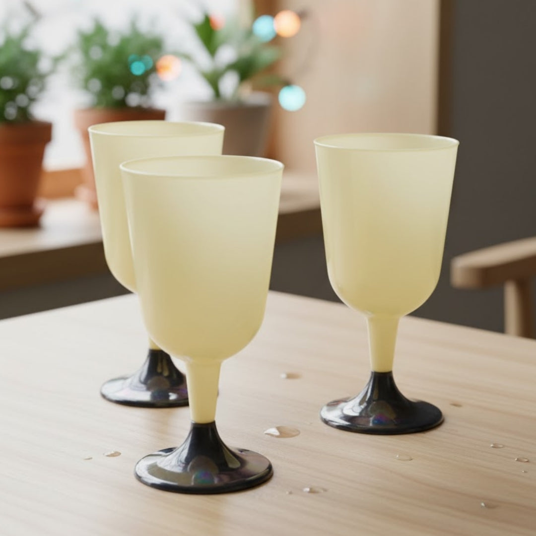 Golden Disposable Wine Glaases - 6Pc