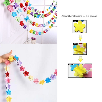 Multi Color 3D Flower String Hanging Decoration