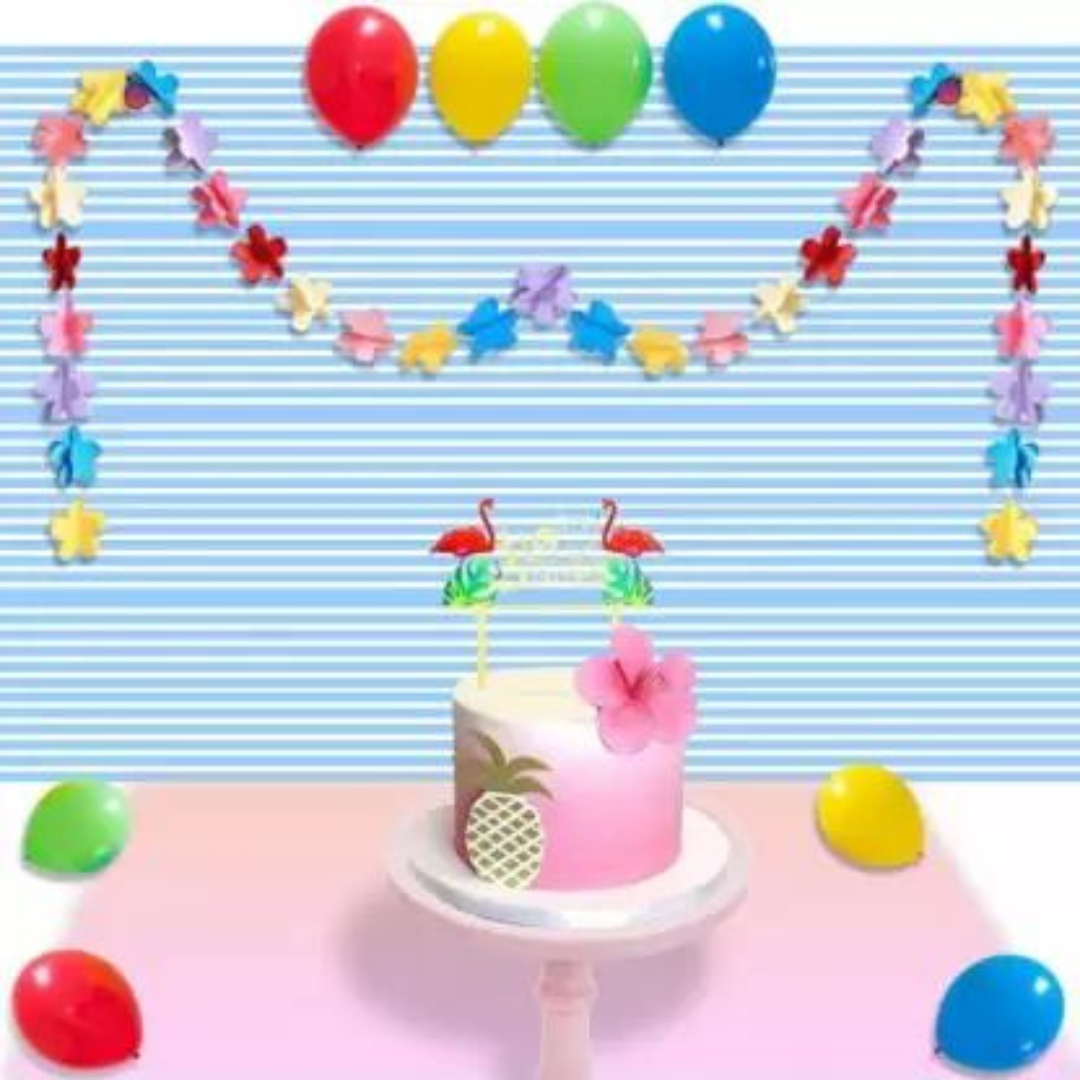 Multi Color 3D Flower String Hanging Decoration