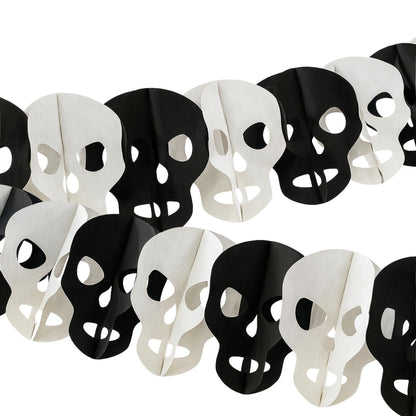 Black & White Skull Garland For Wall Hanging Decor- Over 10 Ft - 1PC
